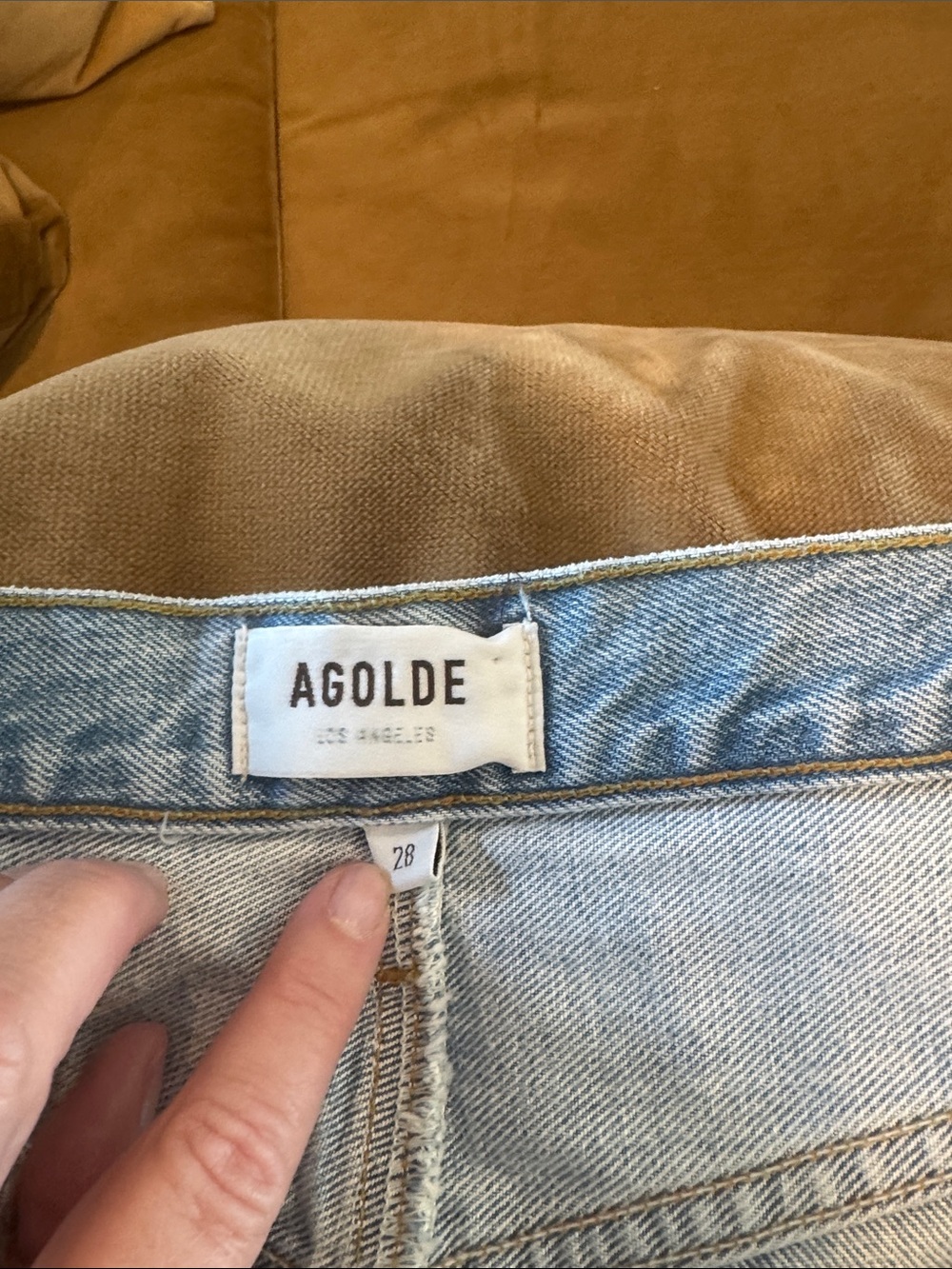 Agolde Hilla Light Blue Cotton Denim Maxi Skirt with frayed hem size 28 - Picture 7 of 10